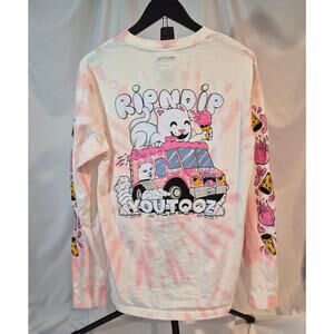 RipNDip x Youtooz Ice Cream Truck Tie Dye Long Sleeve Shirt Pink Small Skater